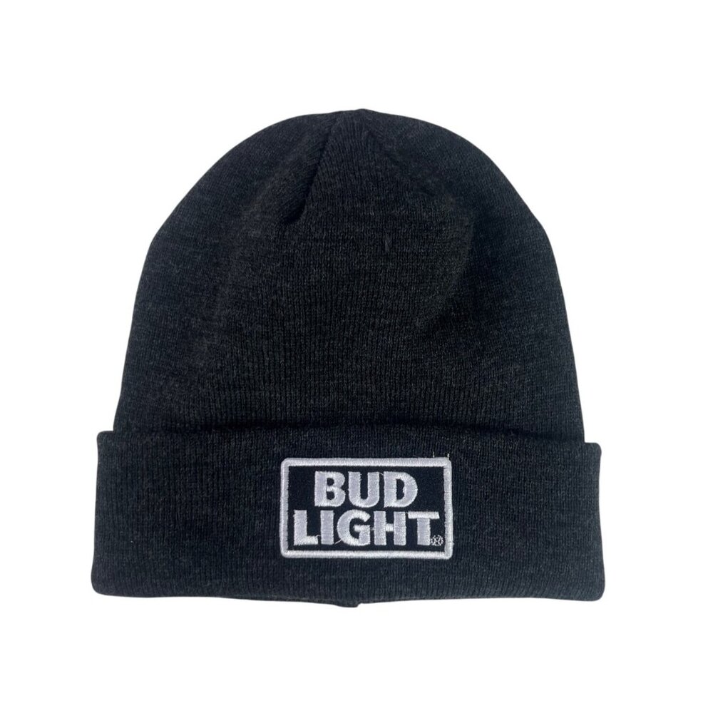 Bud Light Knit Beanie Hat Gray New WOT Embroidered Logo